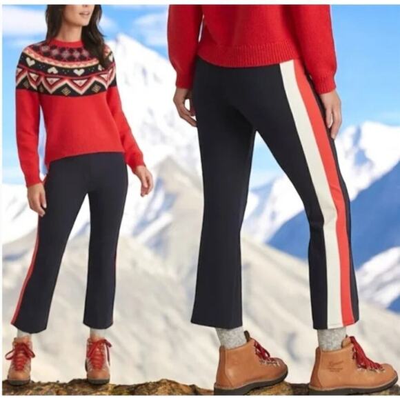 Marine Layer Archive Jordan Ponte Pant Straight Leg Navy Red White Stripe NWT 0 - Picture 3 of 9